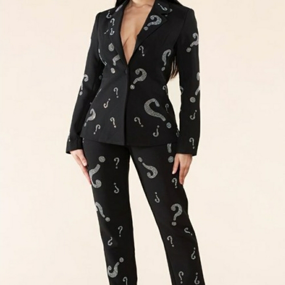 Rhinestone Question Mark 2 piece Suit - Picture 7 of 12